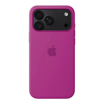 iPhone 18 Pro Max Silicone Case with MagSafe - Magenta, back view on iPhone 18 Pro Max in black