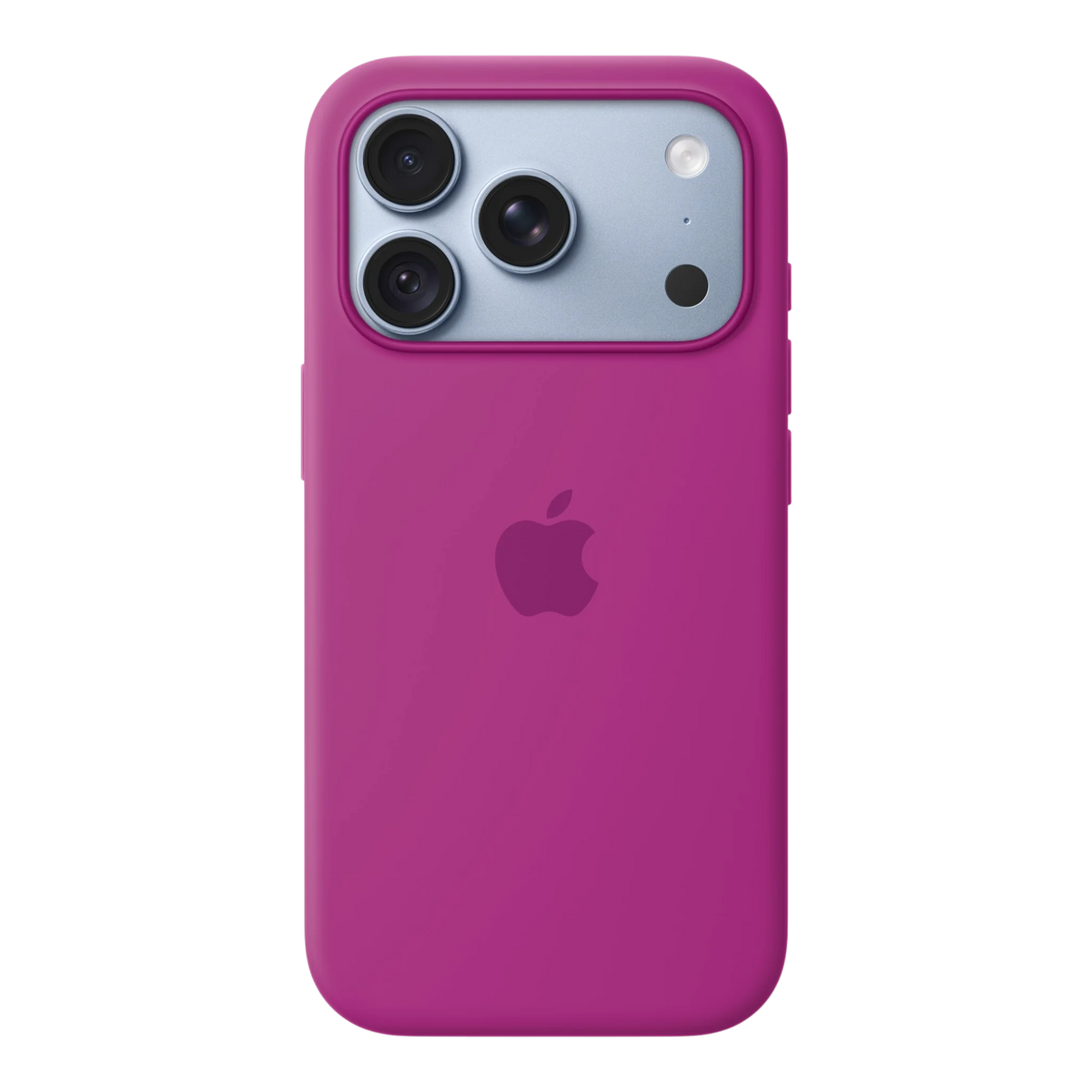 iPhone 18 Pro Silicone Case with MagSafe - Magenta, back view on iPhone 18 Pro in glacier