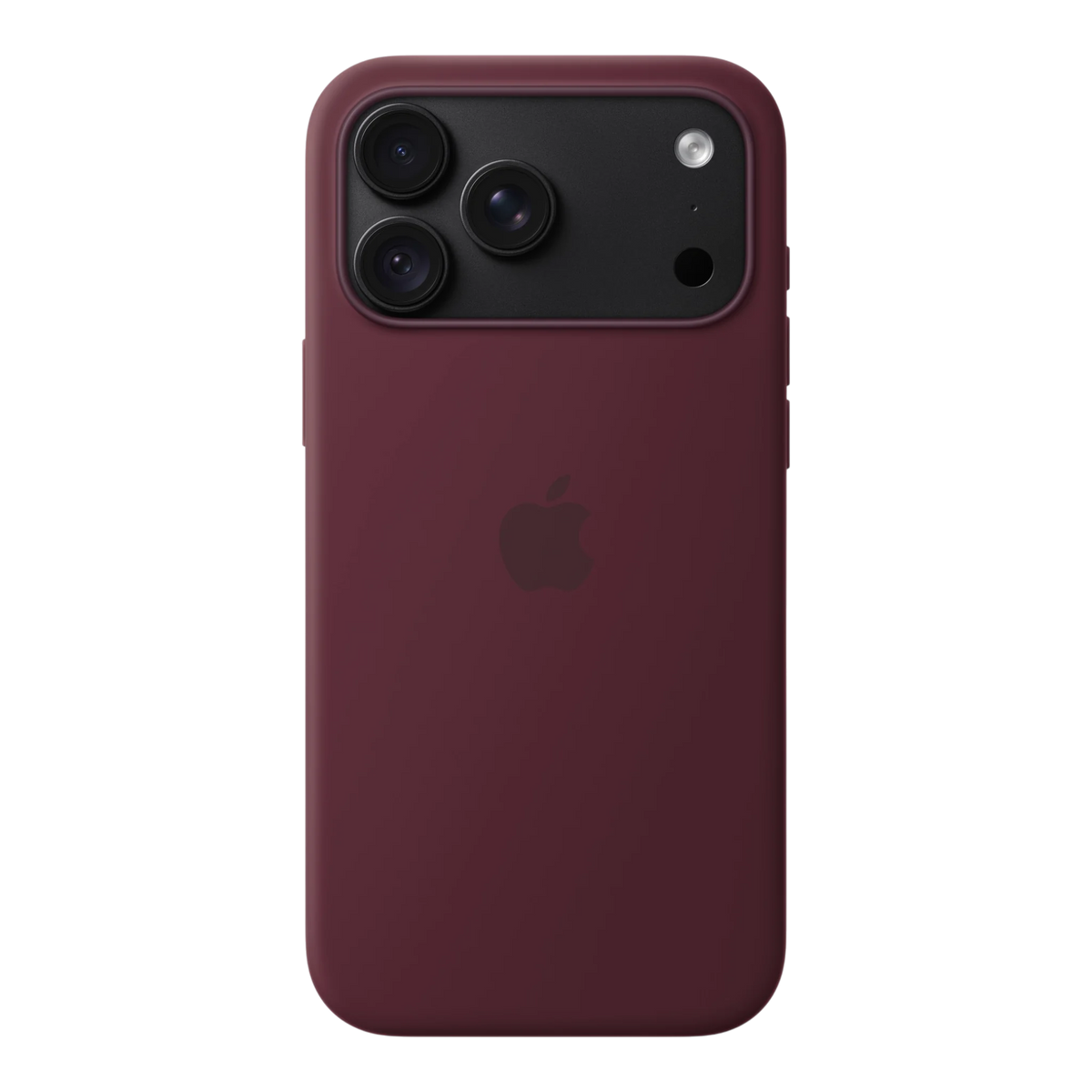 iPhone 18 Pro Max Silicone Case with MagSafe - Burgundy, back view on iPhone 18 Pro Max in black