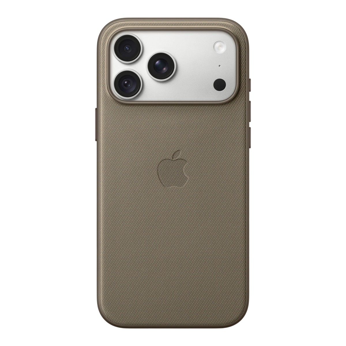iPhone 18 Pro Max TechWoven Case with MagSafe – Taupe, back view on iPhone 18 Pro Max in silver