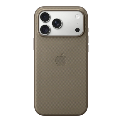 iPhone 18 Pro Max TechWoven Case with MagSafe – Taupe, back view on iPhone 18 Pro Max in silver
