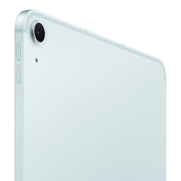 iPad Air in Space Blue showcasing the back camera and sleek design features.