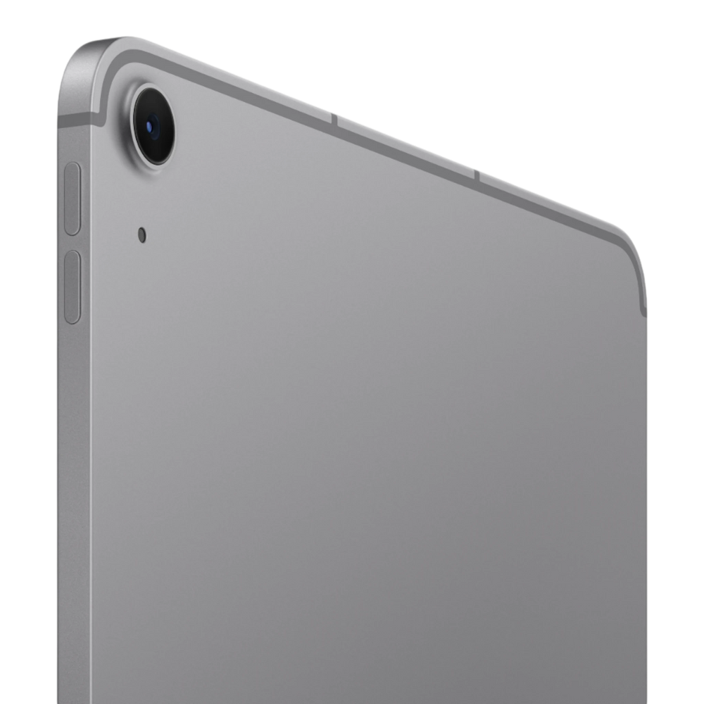 iPad Air in Space Gray showcasing the back, camera, and buttons.