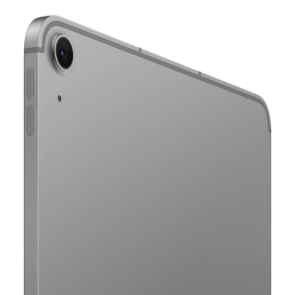 iPad Air in Space Gray showcasing the back, camera, and buttons.