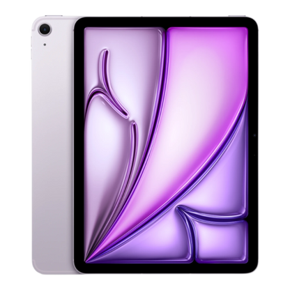 iPad Air with a purple front display featuring an abstract design.