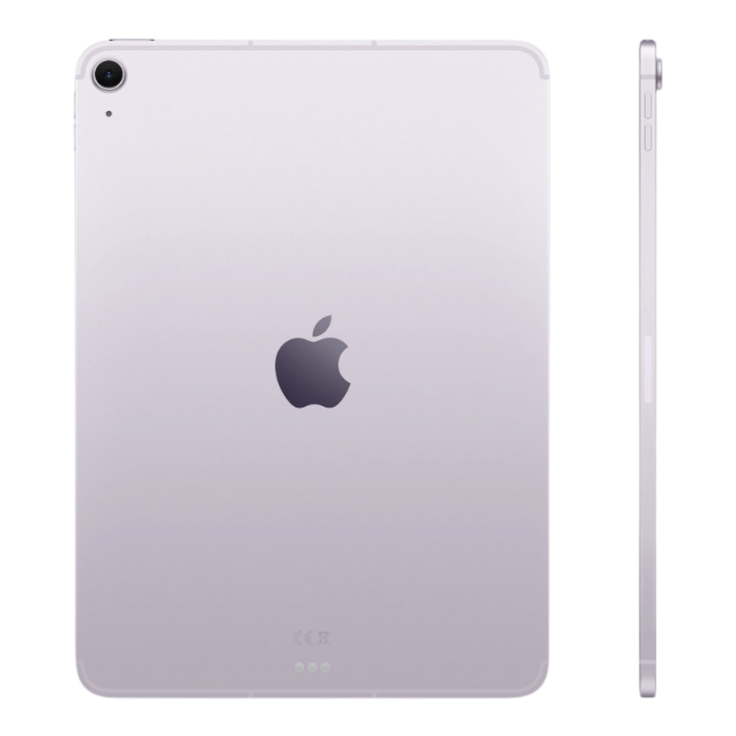 Apple iPad Air in purple, showcasing the back and side view with the Apple logo prominently displayed.