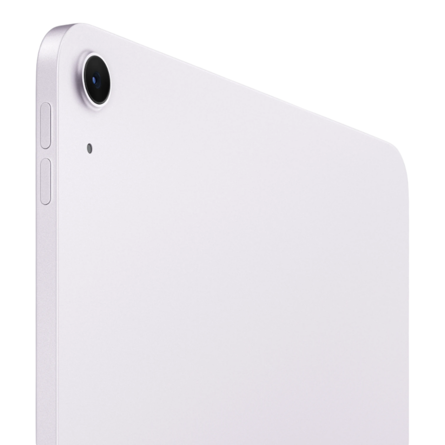 Close-up of the back of a purple iPad Air Wi-Fi model, highlighting the camera and side buttons.