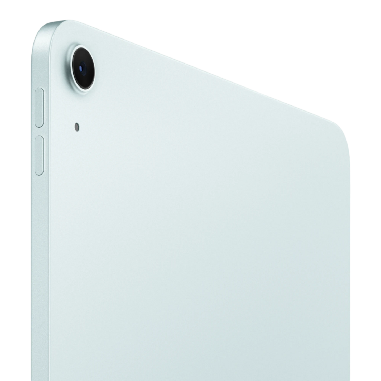 iPad Air Wi-Fi in Space Blue showing the back, camera, and volume buttons.