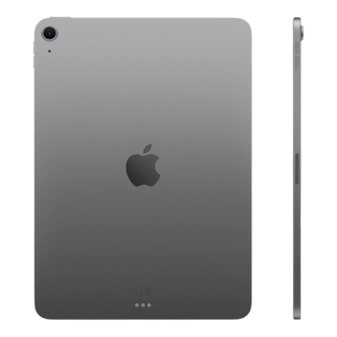 Apple iPad Air Wi-Fi in space gray, showing the back and side view with the Apple logo prominently displayed.