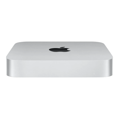 Apple Mac Mini M2 desktop computer — front view with minimal silver aluminum design