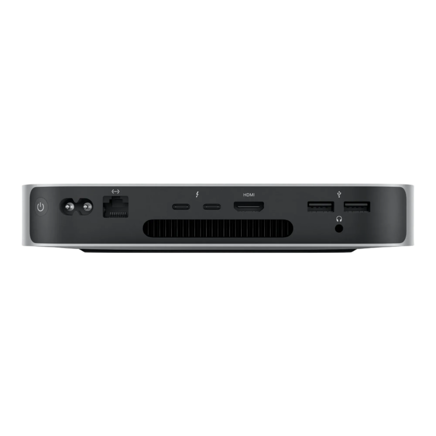 Apple Mac Mini M2 — rear panel showing Thunderbolt, HDMI, USB-A, Ethernet and power ports