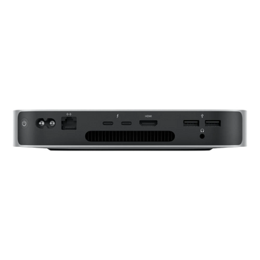 Apple Mac Mini M2 — rear panel showing Thunderbolt, HDMI, USB-A, Ethernet and power ports