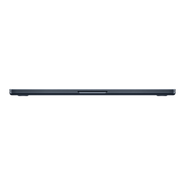 Midnight Apple MacBook Air M5, 13-inch, viewed from the side showcasing its sleek profile and design.