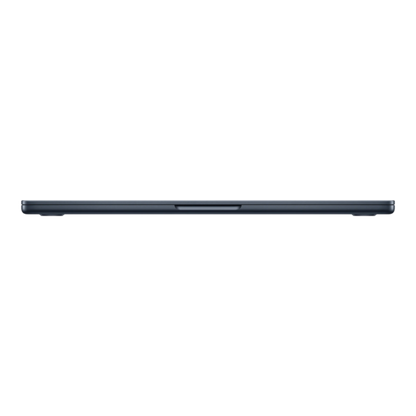 Midnight Apple MacBook Air M5, 13-inch, viewed from the side showcasing its sleek profile and design.