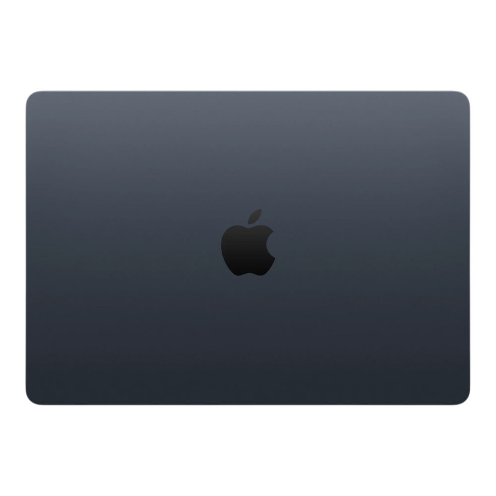 Apple MacBook Air M5 13-inch in Midnight color, showcasing the sleek top design and iconic Apple logo.