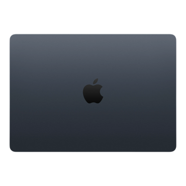 Apple MacBook Air M5 13-inch in Midnight color, showcasing the sleek top design and iconic Apple logo.