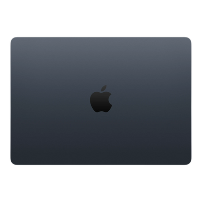Apple MacBook Air M5 13-inch in Midnight color, showcasing the sleek top design and iconic Apple logo.