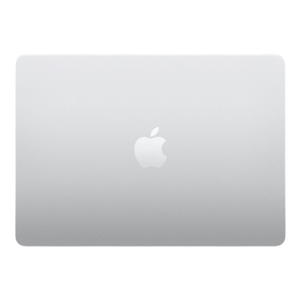 Apple MacBook Air 13-inch in silver with an illuminated Apple logo on the lid.
