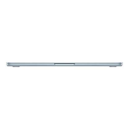 Apple MacBook Air M5, 13-inch, sky blue, showcased from the side with a sleek and slim profile.