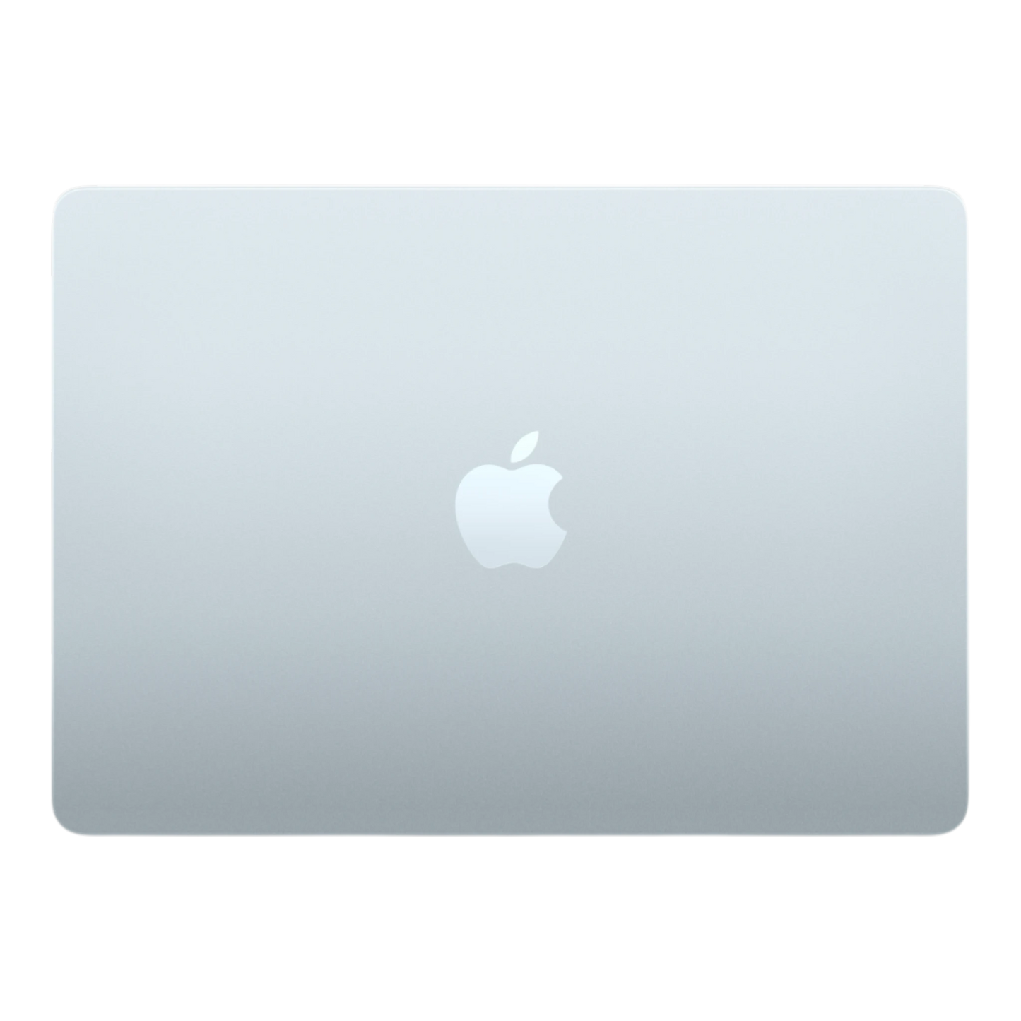 Sky blue MacBook Air 13-inch with Apple logo on the lid, showcasing a sleek and modern design.