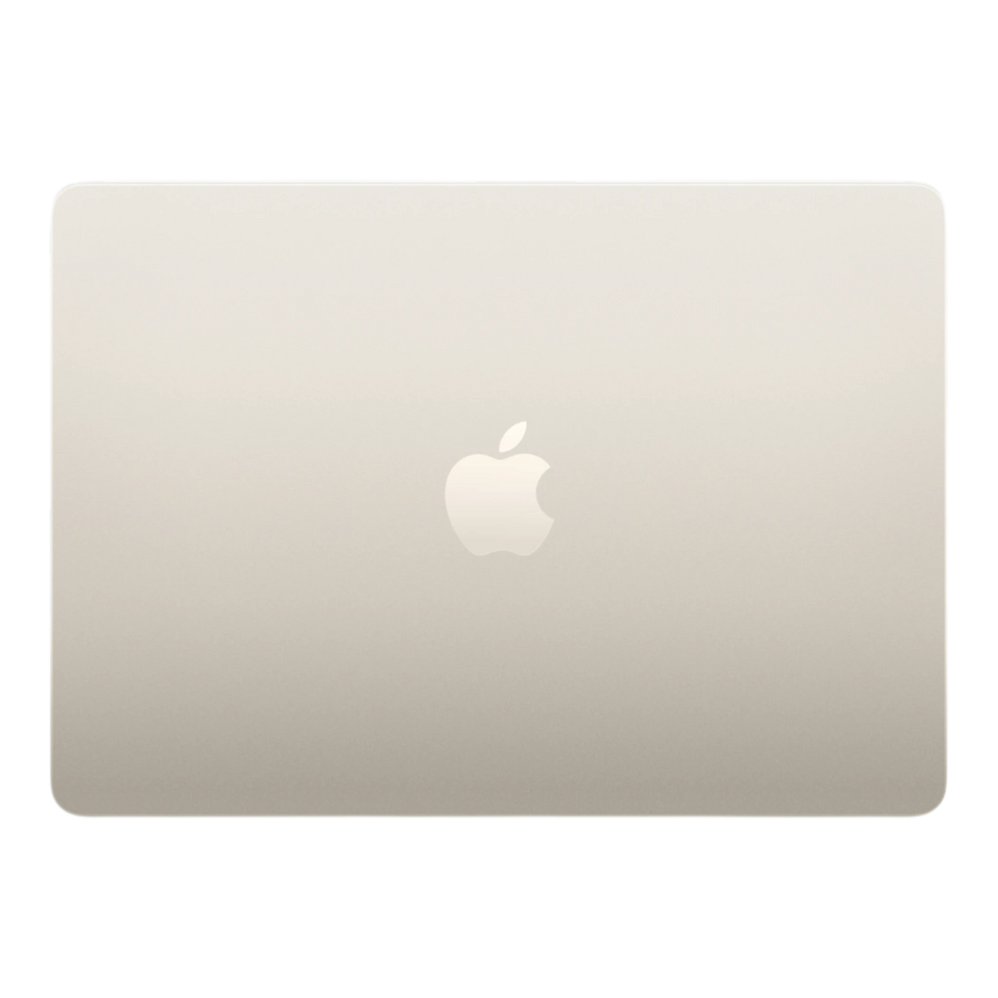 Apple MacBook Air M5 13-inch in Starlight with an embossed Apple logo on the lid.