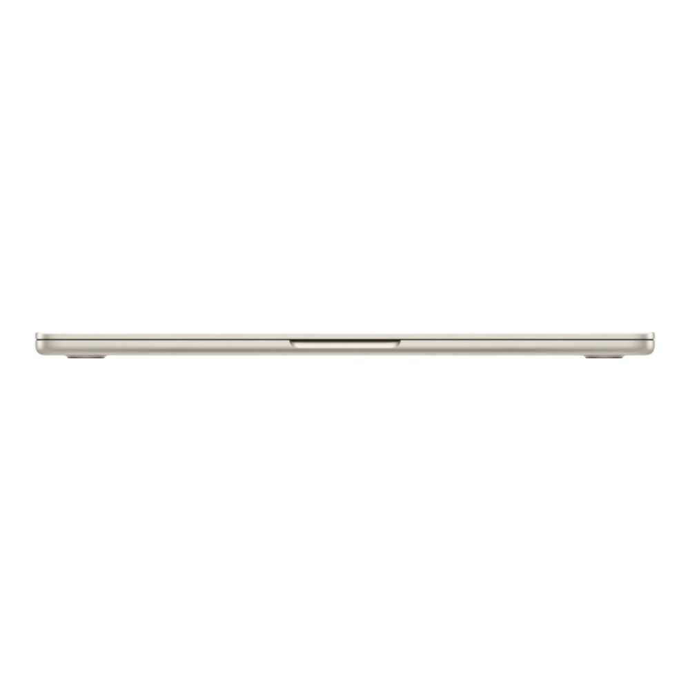 13-inch MacBook Air in Starlight color, viewed from the side showcasing its sleek design and thin profile.