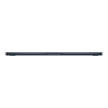 Sleek, side view of the 15-inch MacBook Air M5 in Midnight finish, showcasing its slim design.