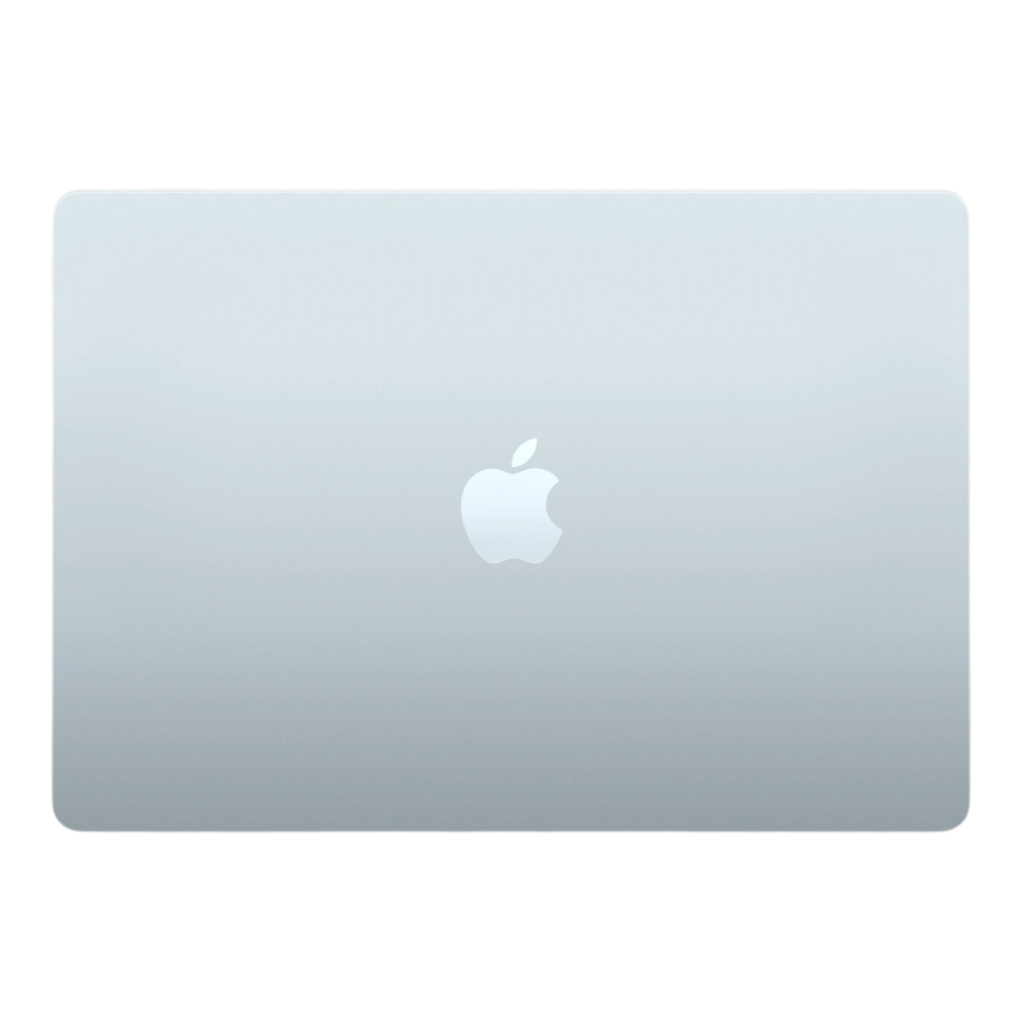 15-inch Sky Blue MacBook Air M5 with an Apple logo on a sleek surface.