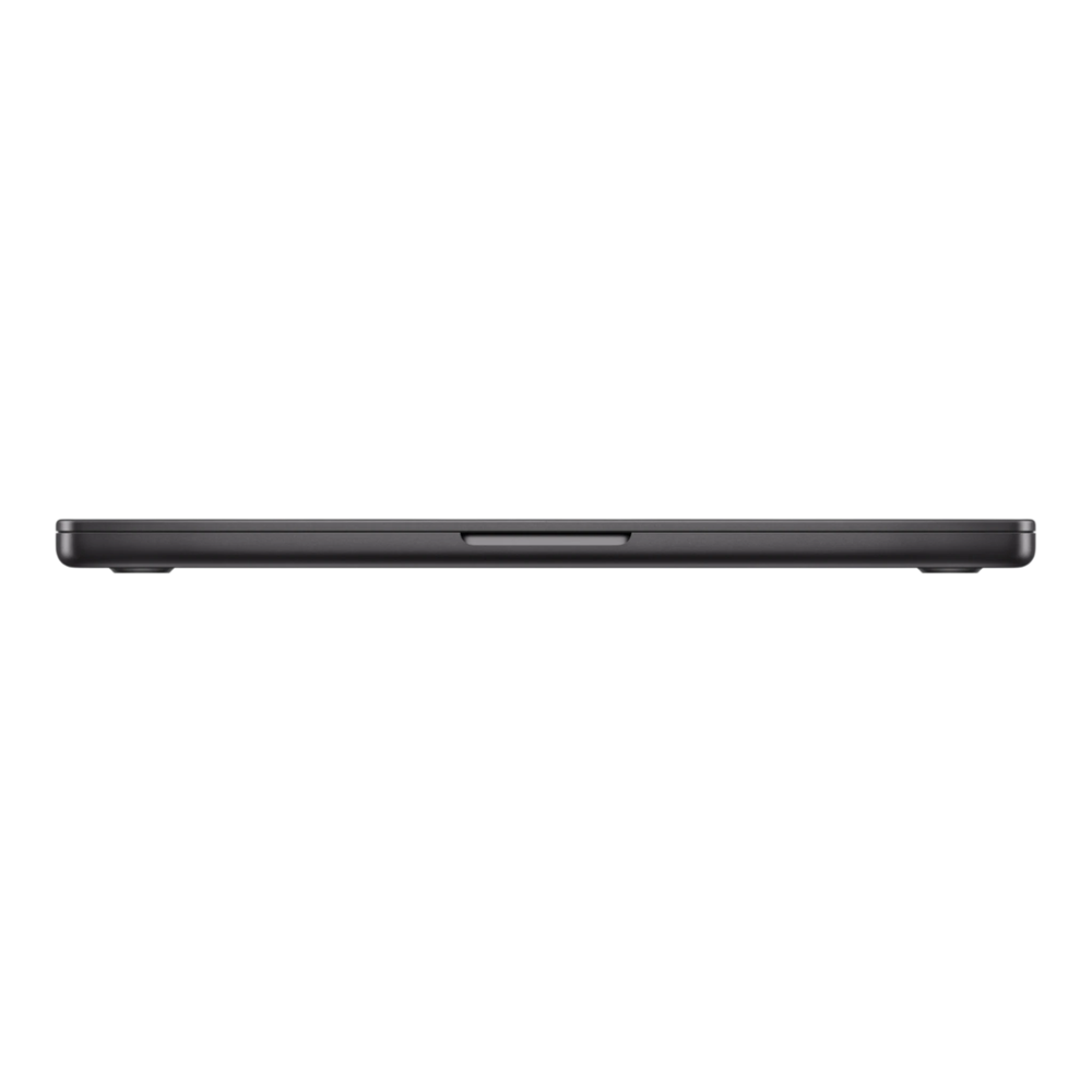 MacBook Pro M5 Max 14-inch in Space Black, showcasing a sleek, side profile design.