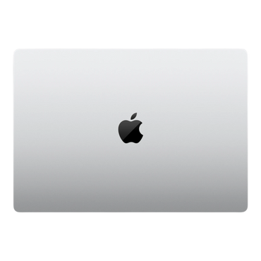 16-inch Apple MacBook Pro with M5 Max chip, shown in silver with a black Apple logo on the lid.