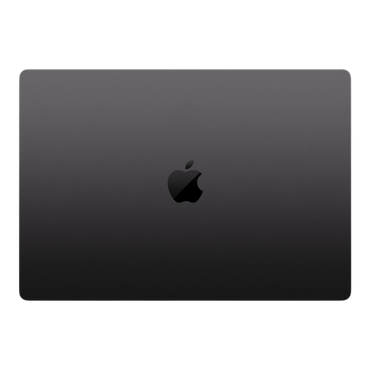 Apple MacBook Pro 16-inch in Space Black with logo on the top cover, featuring M5 Max chip.