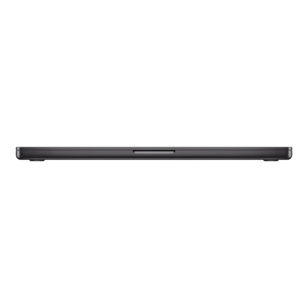 MacBook Pro 16-inch in Space Black, showcasing a sleek side profile design.