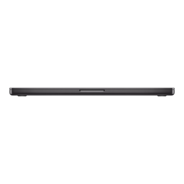 MacBook Pro 16-inch in Space Black, showcasing a sleek side profile design.
