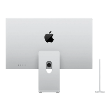 Apple Studio Display with tilt and height-adjustable stand, shown from the back.