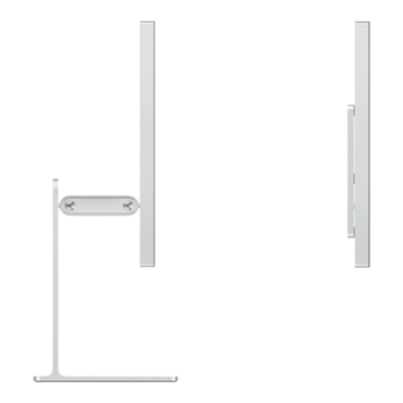 Tilt and height-adjustable stand for the Studio Display XDR, showcasing sleek design and robust mounting options.