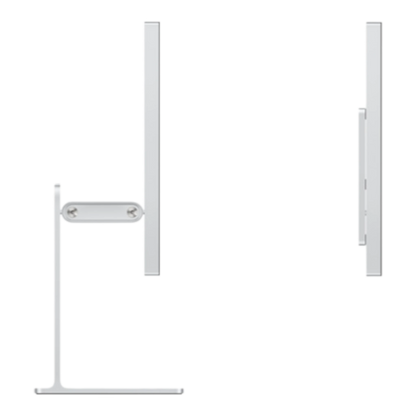 Tilt and height-adjustable stand for the Studio Display XDR, showcasing sleek design and robust mounting options.