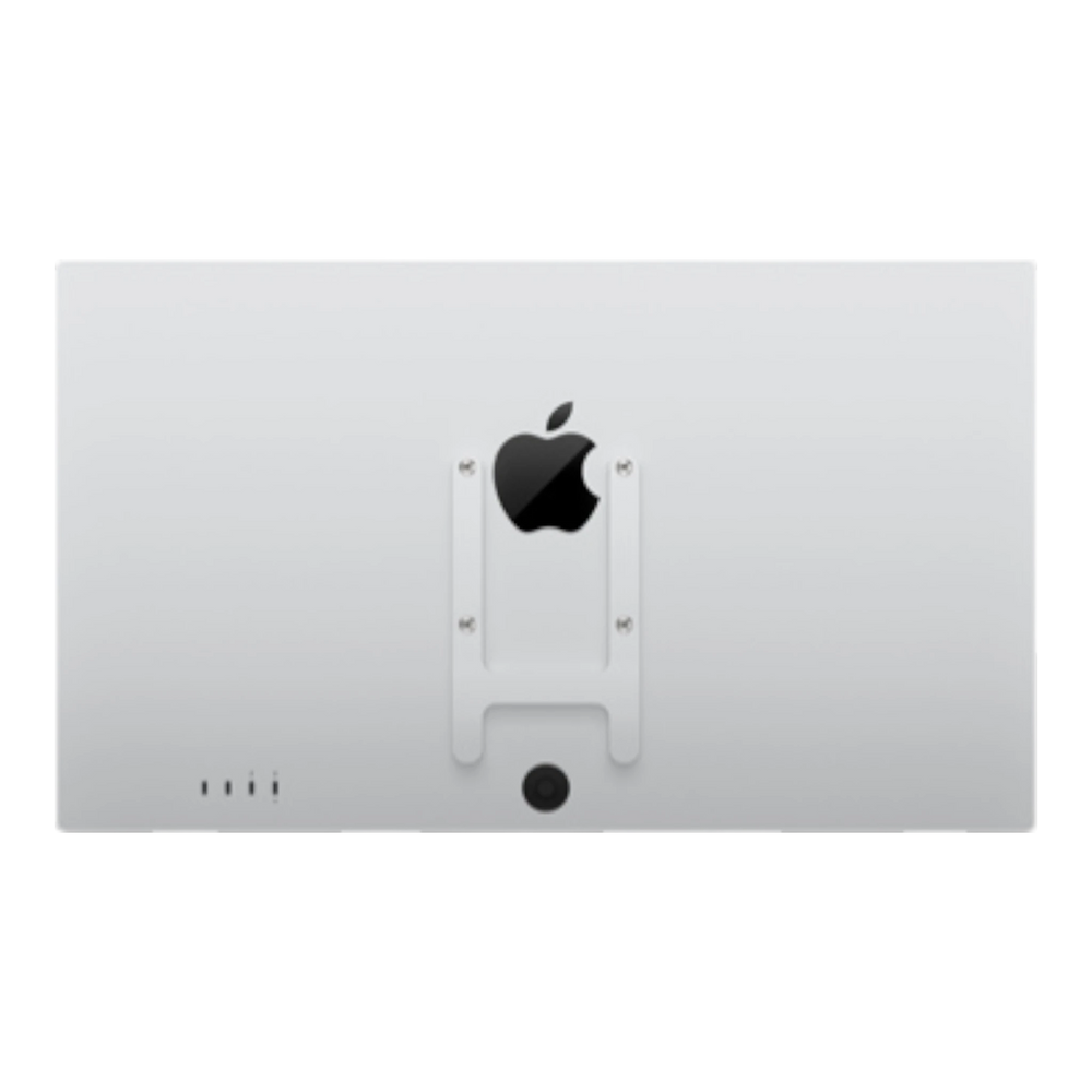 Back view of an Apple Studio Display with a VESA mount adapter attached.