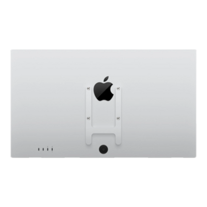 Back view of an Apple Studio Display with a VESA mount adapter attached.