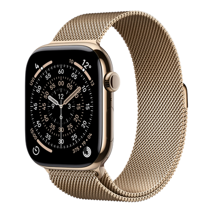 Apple Watch Series 11 GPS + Cellular, 46mm Gold Titanium Case with Gold Milanese Loop - S/M 45676e-4.myshopify.com Apple Apple Watch Series 11 GPS + Cellular, 46mm Gold Titanium Case with Gold Milanese Loop - S/M 45676e-4.myshopify.com Apple