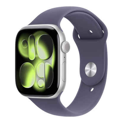 Apple Watch Series 11 GPS, 46mm Silver Aluminum Case with  Purple Fog Sport Band - S/M 45676e-4.myshopify.com Apple Apple Watch Series 11 GPS, 46mm Silver Aluminum Case with  Purple Fog Sport Band - S/M 45676e-4.myshopify.com Apple